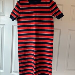 J. Crew Red and Navy Striped Knit Top